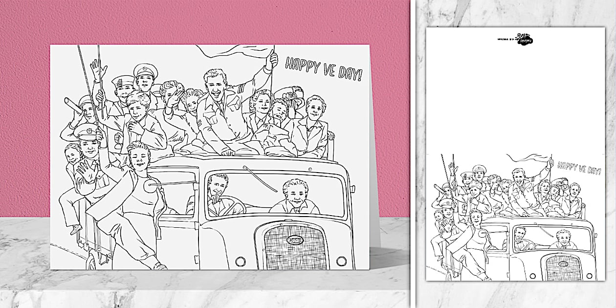 Ve Rang Colouring In VE Day Celebration Colouring Card | Twinkl Party - Twinkl