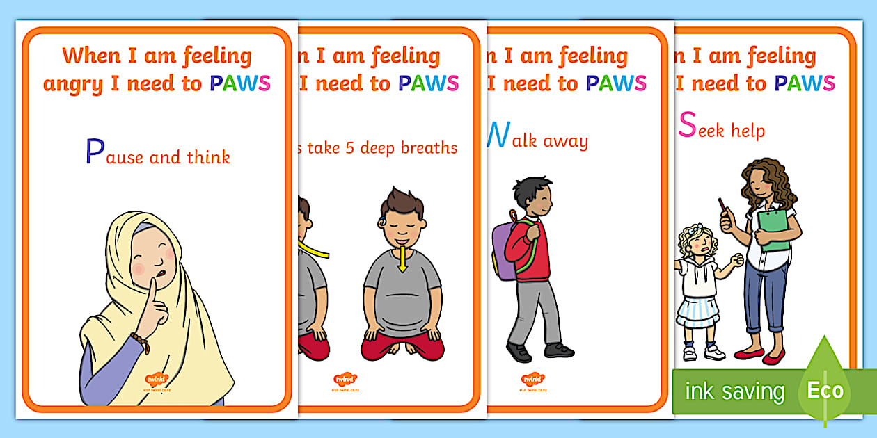 PAWS Ways to Handle my Anger Display Poster - Twinkl