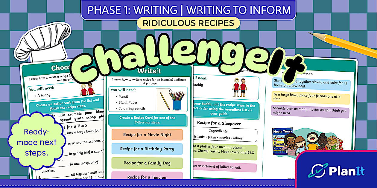 During 3rd year Writing: Ridiculous Recipes Challenge Cards