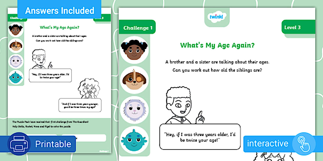 Puzzle Pack – Challenge 1 - Kids Logic Puzzles – Twinkl - L3