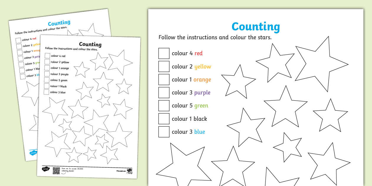 Counting Instructions Colouring Sheet - Twinkl