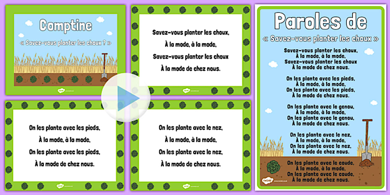 Editable Savez vous planter des choux ? Nursery Rhyme
