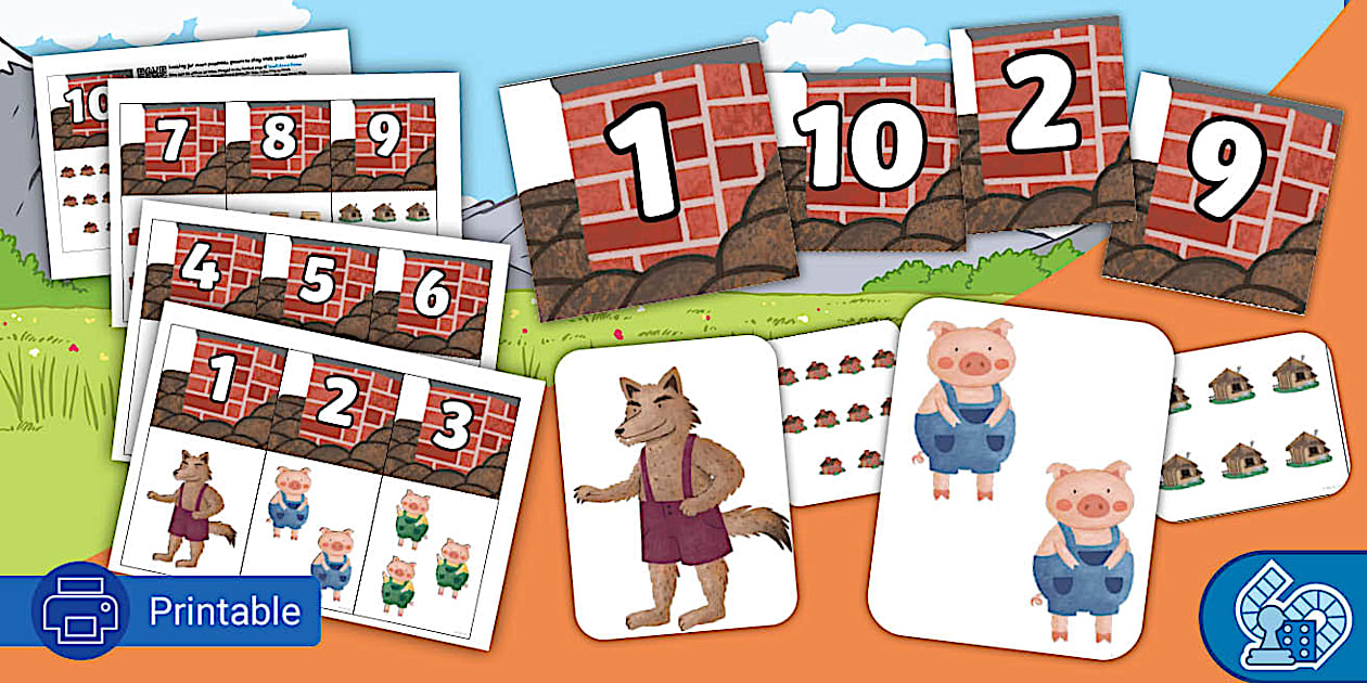 Three Little Pigs Number Matching Game | Twinkl Board Games