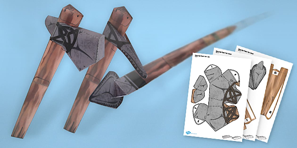 Stone Tools Printable Paper Craft Stone Age Tools Pack (teacher made) - Twinkl