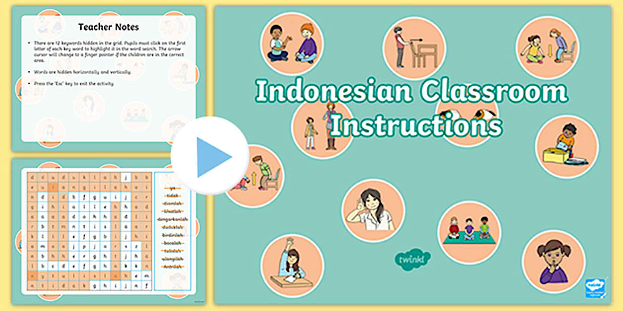 Classroom Instructions with Suffix -lah Interactive Word Search Indonesian