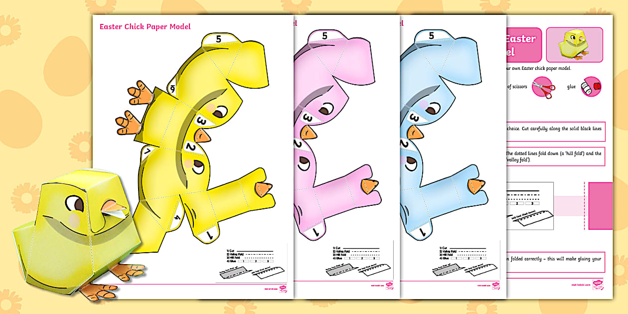 Easter Chick Paper Models | Craft Activities | Teacher-made