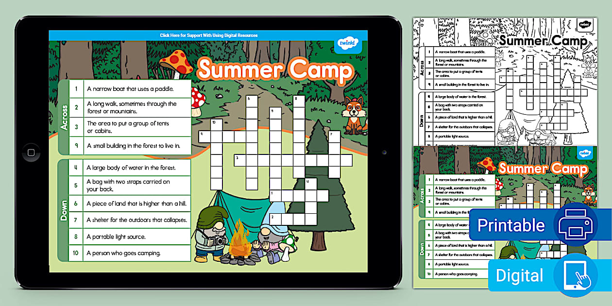 Summer Camp Activity Crossword Summer Camp Twinkl USA