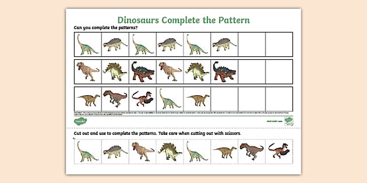 Dinosaur Complete the Pattern Worksheet / Worksheet