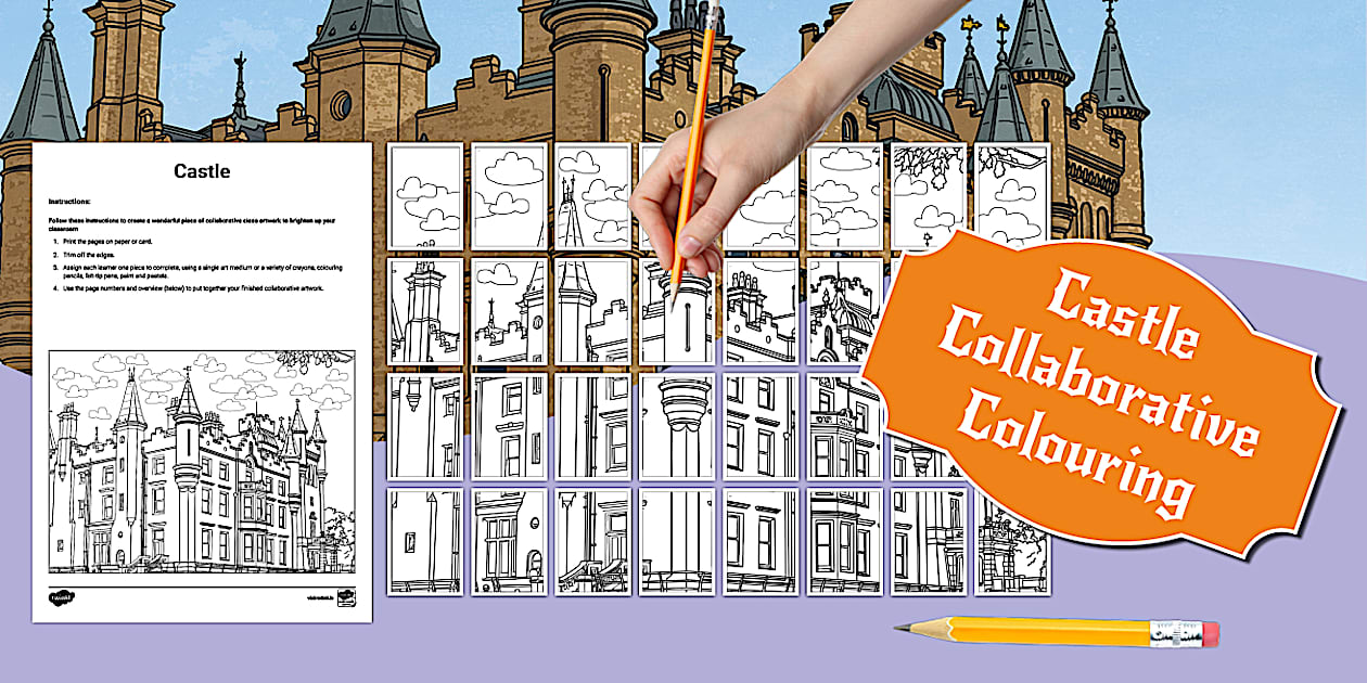 * NEW * Castle Collaborative Colouring Activity Twinkl