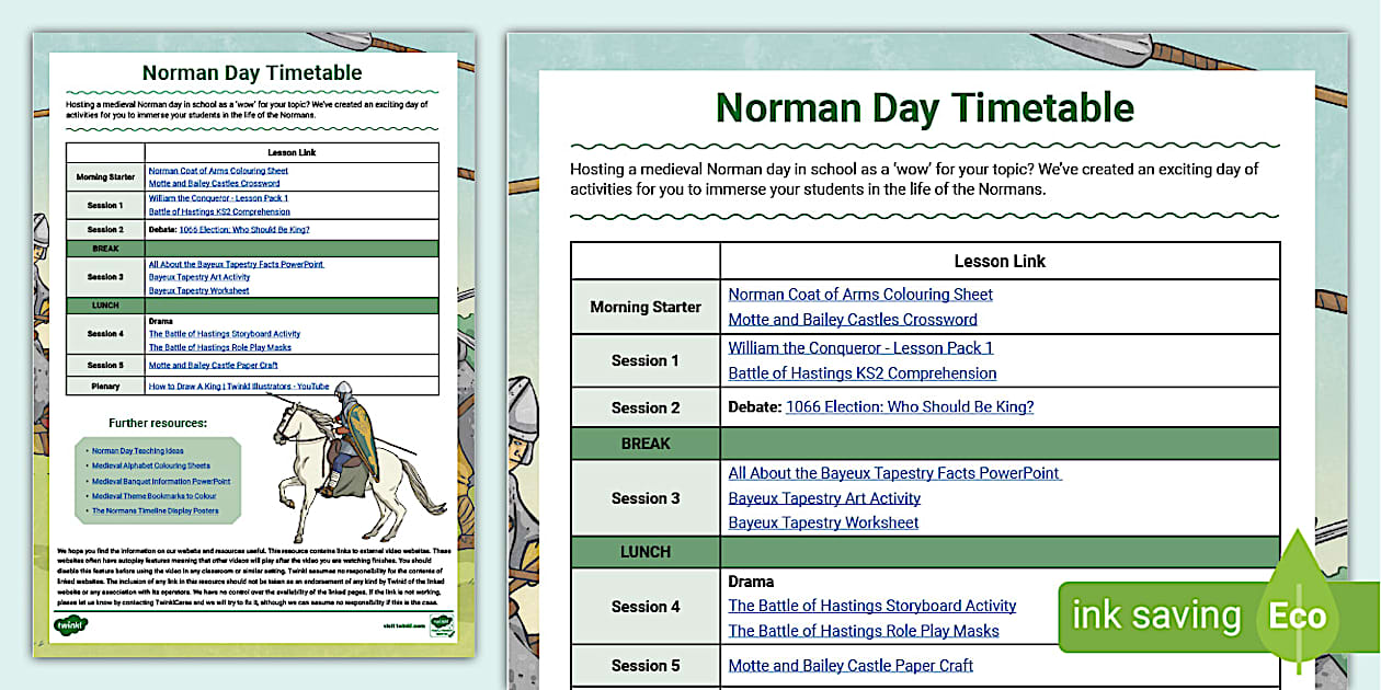 Norman Day At School - KS2 Timetable (teacher made) - Twinkl