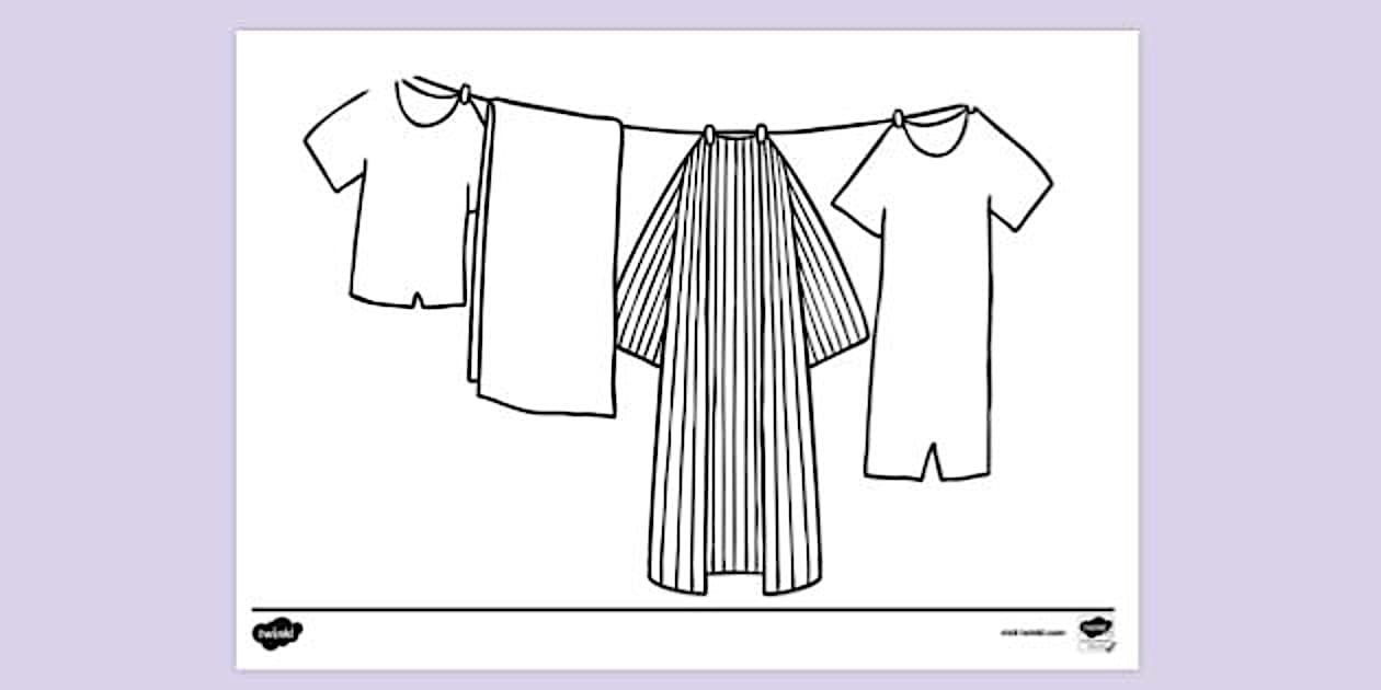Joseph's Coat Hanging on Clothesline - Colouring Sheet