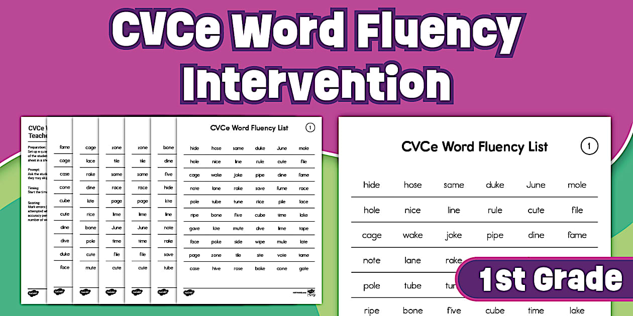CVCe Phonics Fluency Intervention, Assessment, and Tracking
