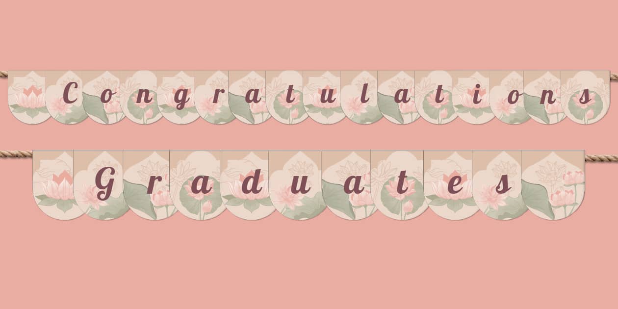 Lotus-Themed Congratulations Graduates Display Bunting