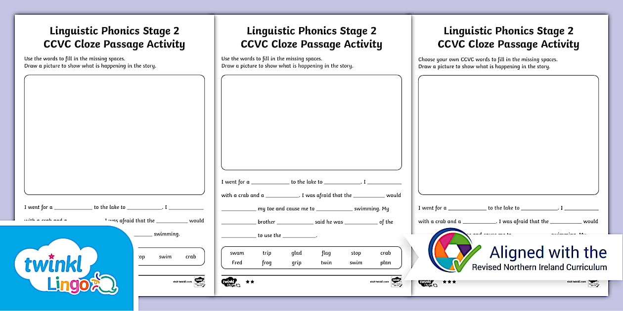 Linguistic Phonics Stage 2 CCVC Cloze Procedure Activity