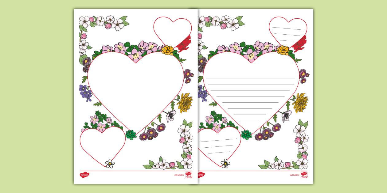Hearts writing template twinkl ireland teacher made 