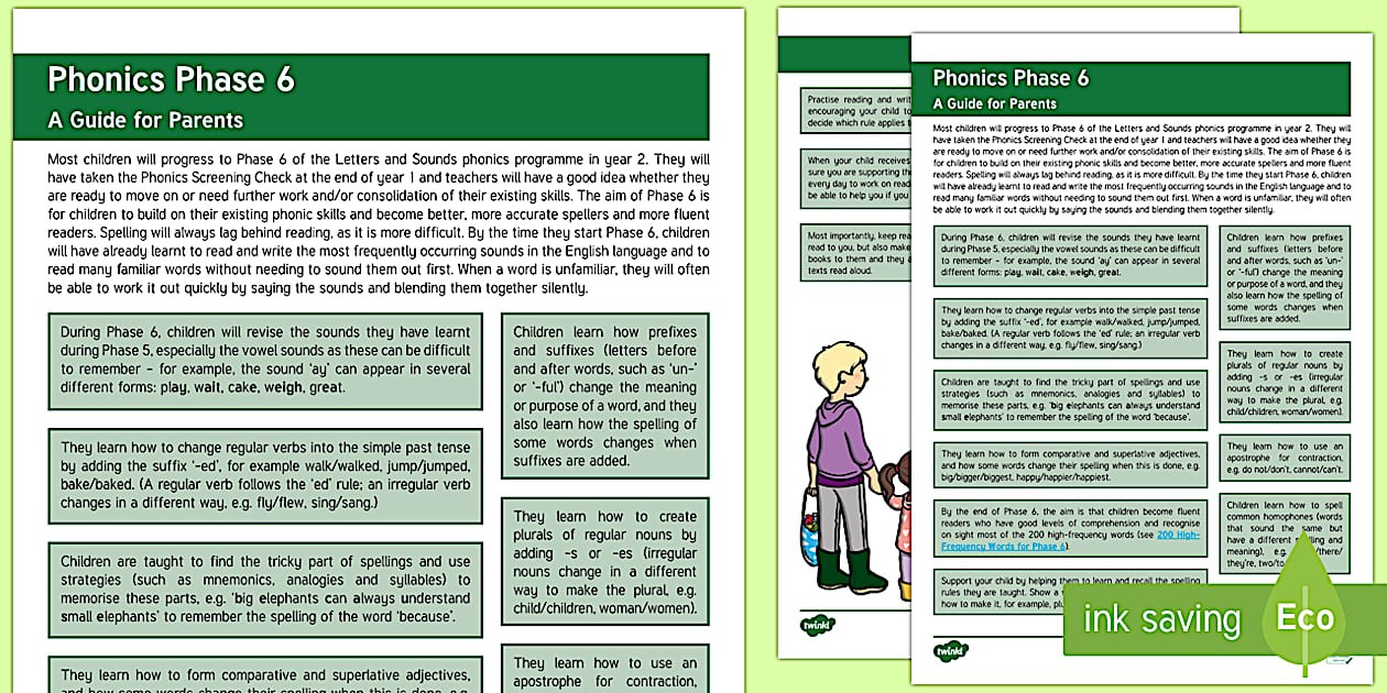 Phase 6 Phonics Guide for Parents Home Teaching Support