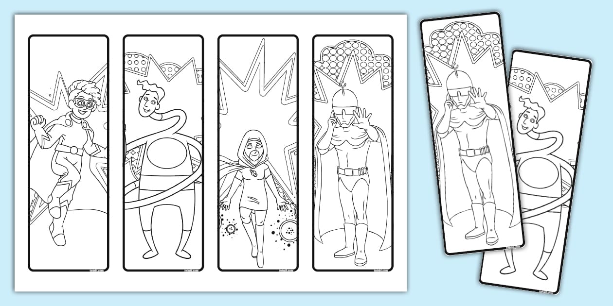 Superhero Colouring Bookmarks - Twinkl Bookmarks - Twinkl