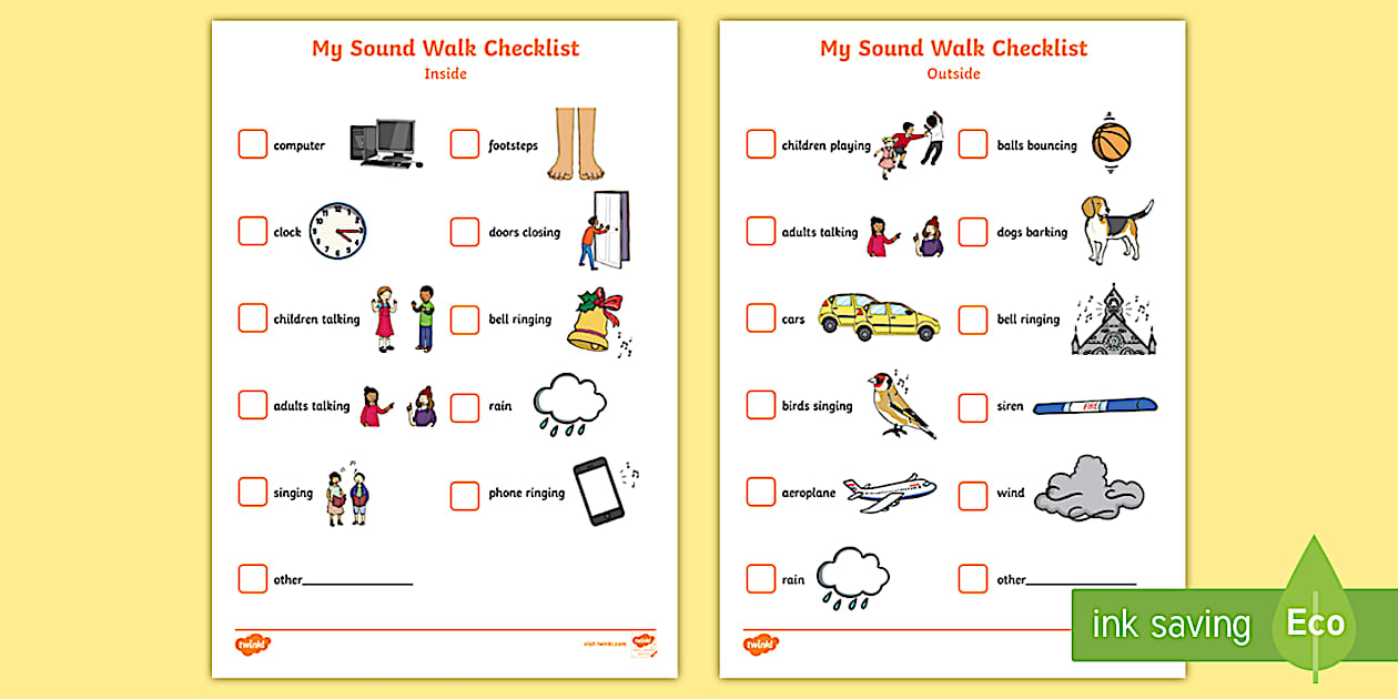 My Sound Walk Checklist | Phase 1 Phonics Activity - Twinkl
