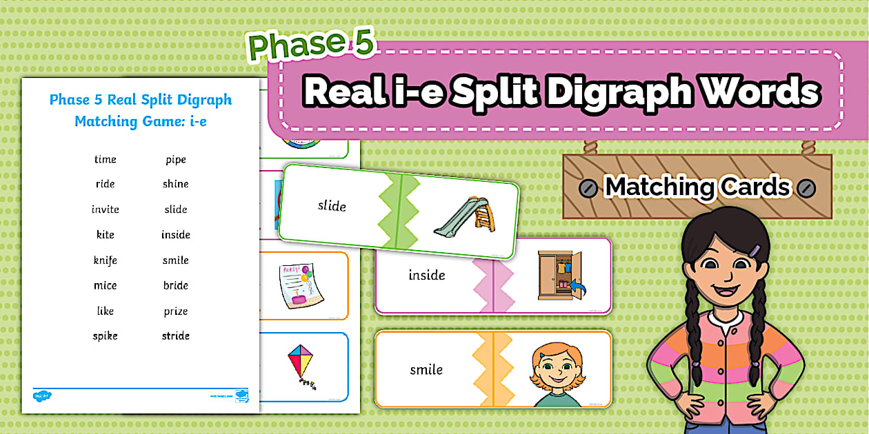 'i-e' Phonics Words - Split Digraph Word Matching Cards