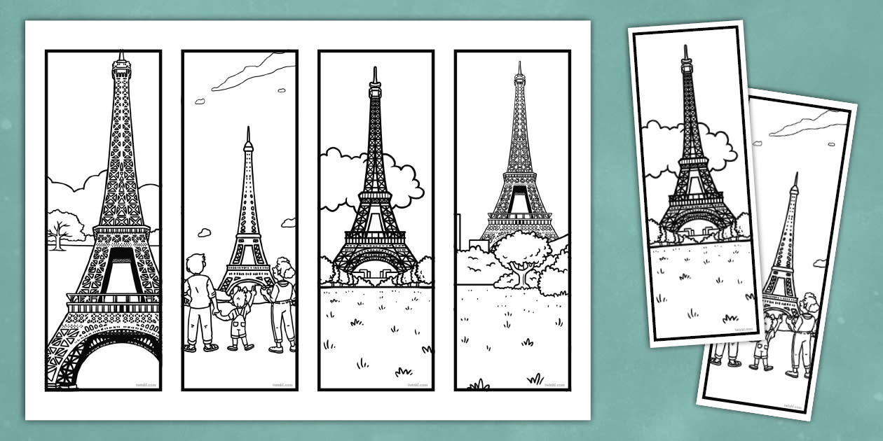 Marque-pages à colorier : La Tour Eiffel - Twinkl