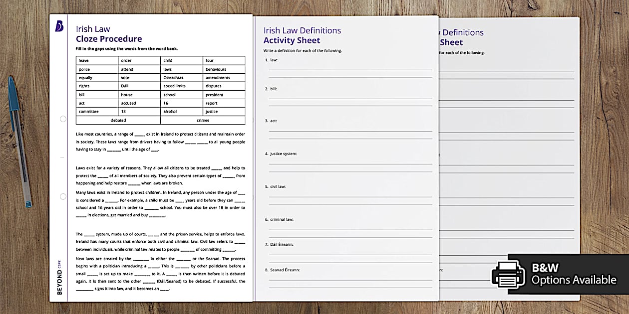 Irish Law Activity (Hecho por educadores) - Twinkl