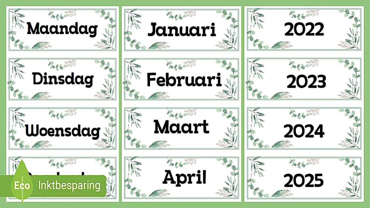 Botanische Dagen, Maanden, Jaren - Bewerkbaar (teacher made)