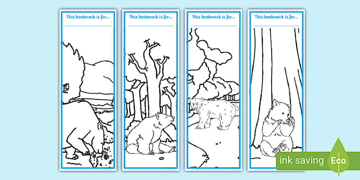 Cute Bear Bookmarks to Colour | Bookmarks | Twinkl