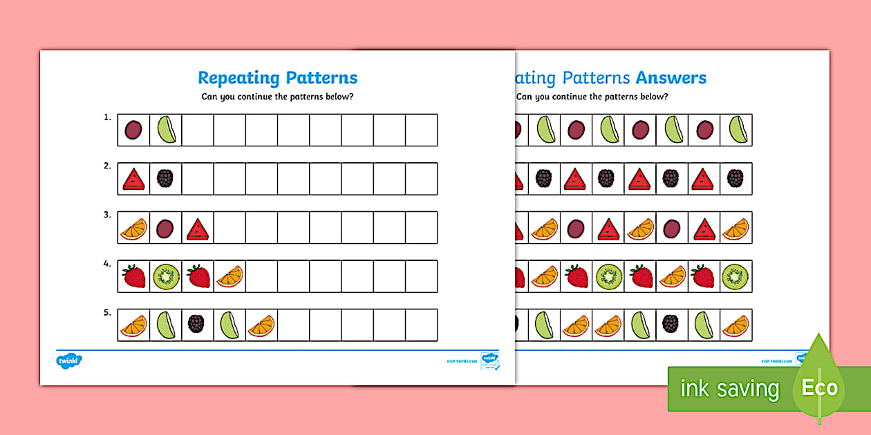 Fruit Worksheet Pattern | Maths | Twinkl - Twinkl