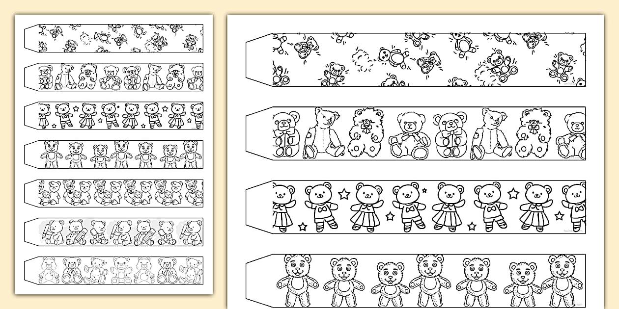 Teddy Bear Colouring Paper Chain (teacher made) - Twinkl
