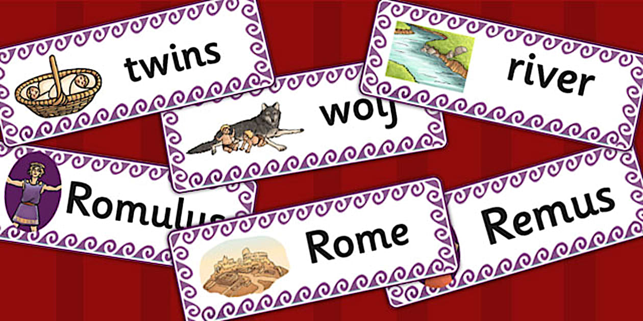 Cursive Romulus and Remus Word Cards (teacher made) - Twinkl