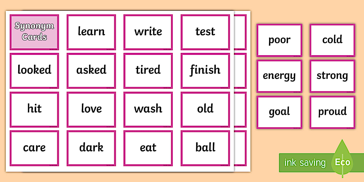 Synonyms Upper Primary Cards - Twinkl
