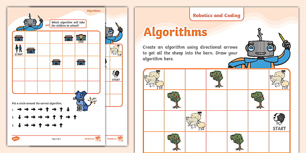 Robotics and Coding: Two Algorithms (teacher made) - Twinkl