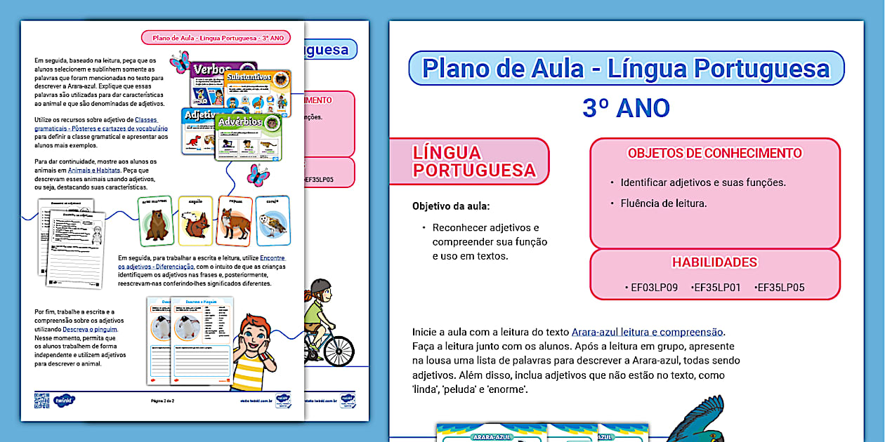 FREE! - Plano de aula 3º ano - Português: Conhecendo os adjetivos