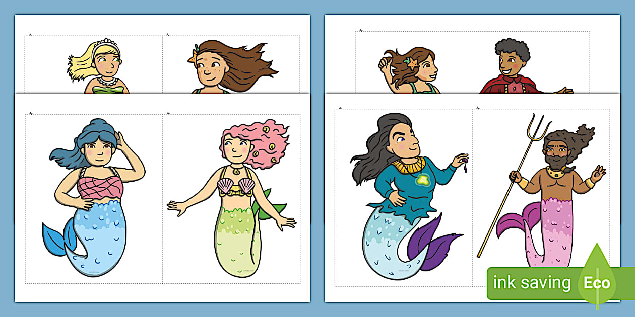 The Little Mermaid Stick Puppets (teacher made) - Twinkl