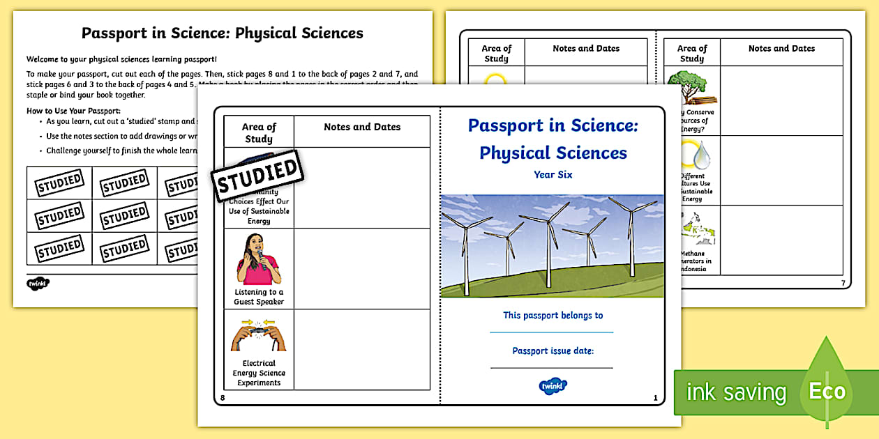 Year 6 Physical Sciences Passport Booklet - AC9S6U03