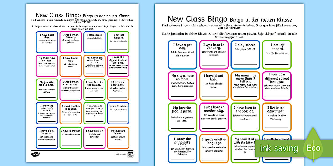 New Class Bingo English/German - Twinkl
