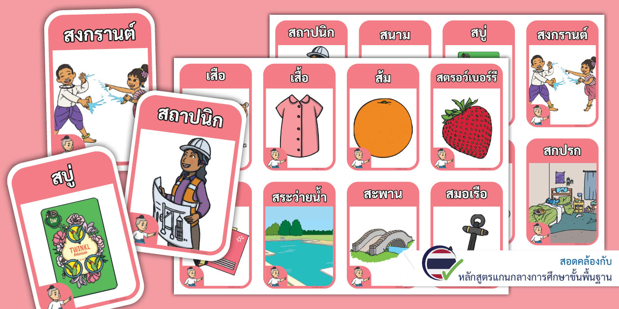 ชุดบัตรรูปภาพและคำศัพท์ที่ขึ้นต้นด้วยพยัญชนะ ส