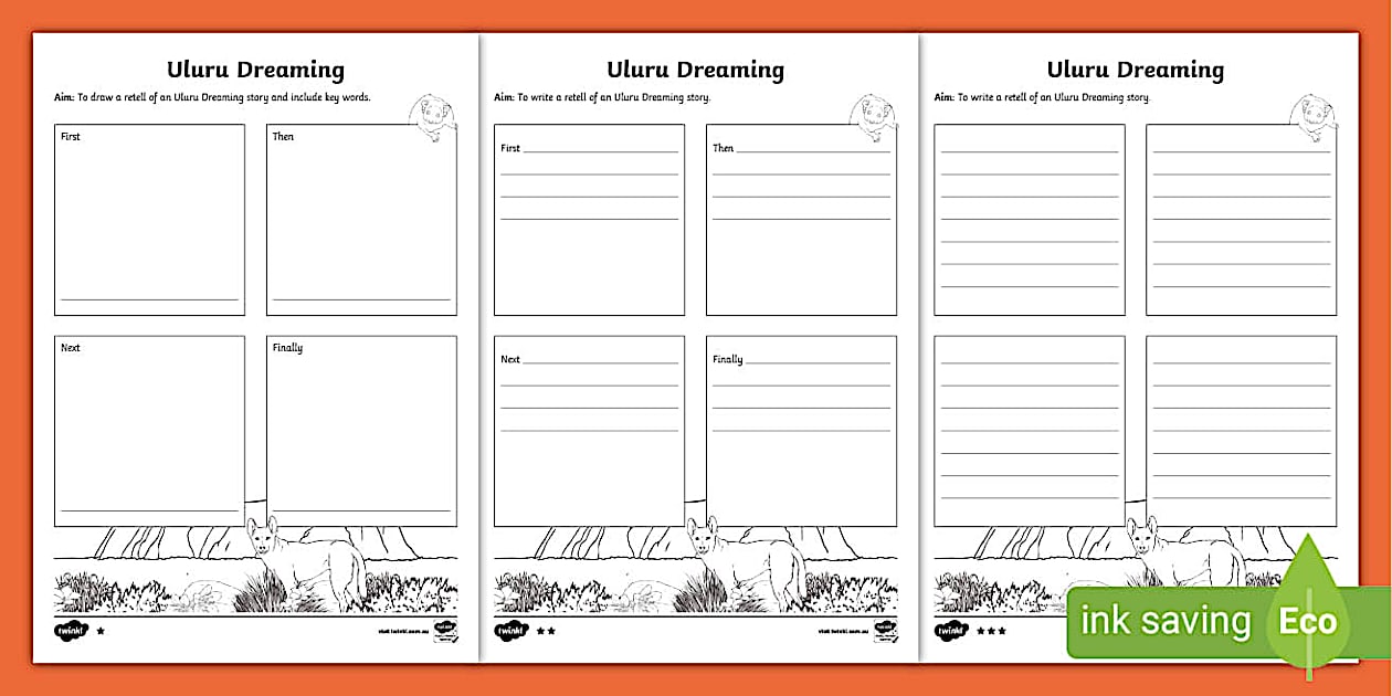 TAS Uluru Dreaming Retell Differentiated Writing Template