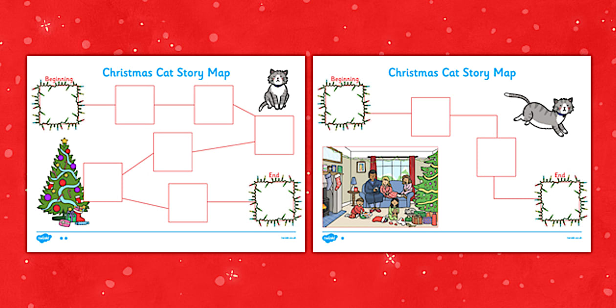 Christmas Cat Story Map Worksheet / Worksheet (teacher made)