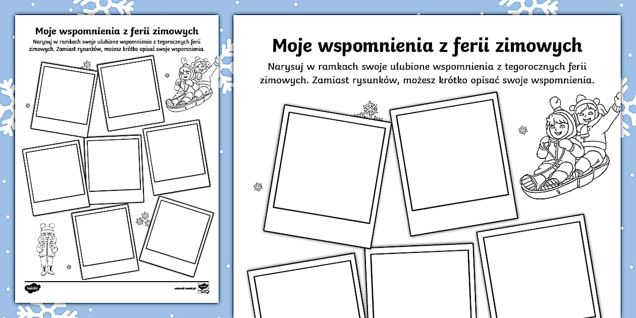 Pocztówka Z Ferii Zimowych Po Angielsku Wspomnienia z ferii zimowych | Styczeń | Luty - Twinkl