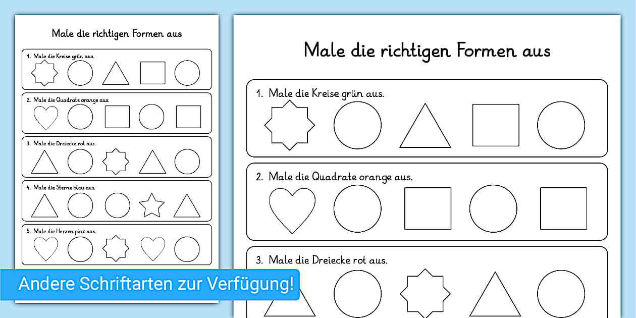 Male die richtigen Formen aus - Arbeitsblatt