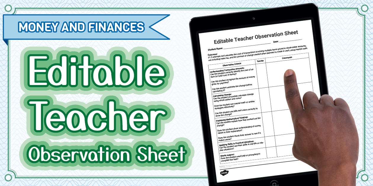 Grade 4 F1.2 Editable Teacher Observation Sheet
