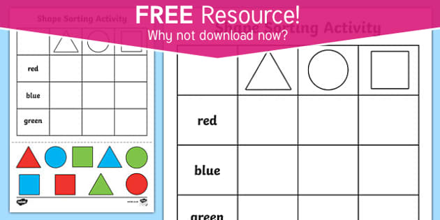 FREE! - Shape Sorting Cut and Paste Worksheet - 2D Shapes