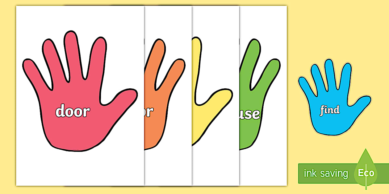 Exception Cursive Cursive Year 2 Common Exception Words on Multicoloured Handprints