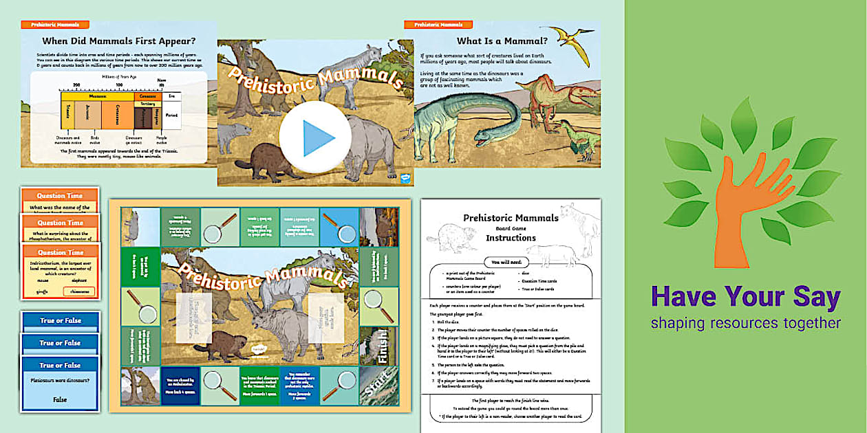 Prehistoric Mammal PowerPoint and Board Game (teacher made)
