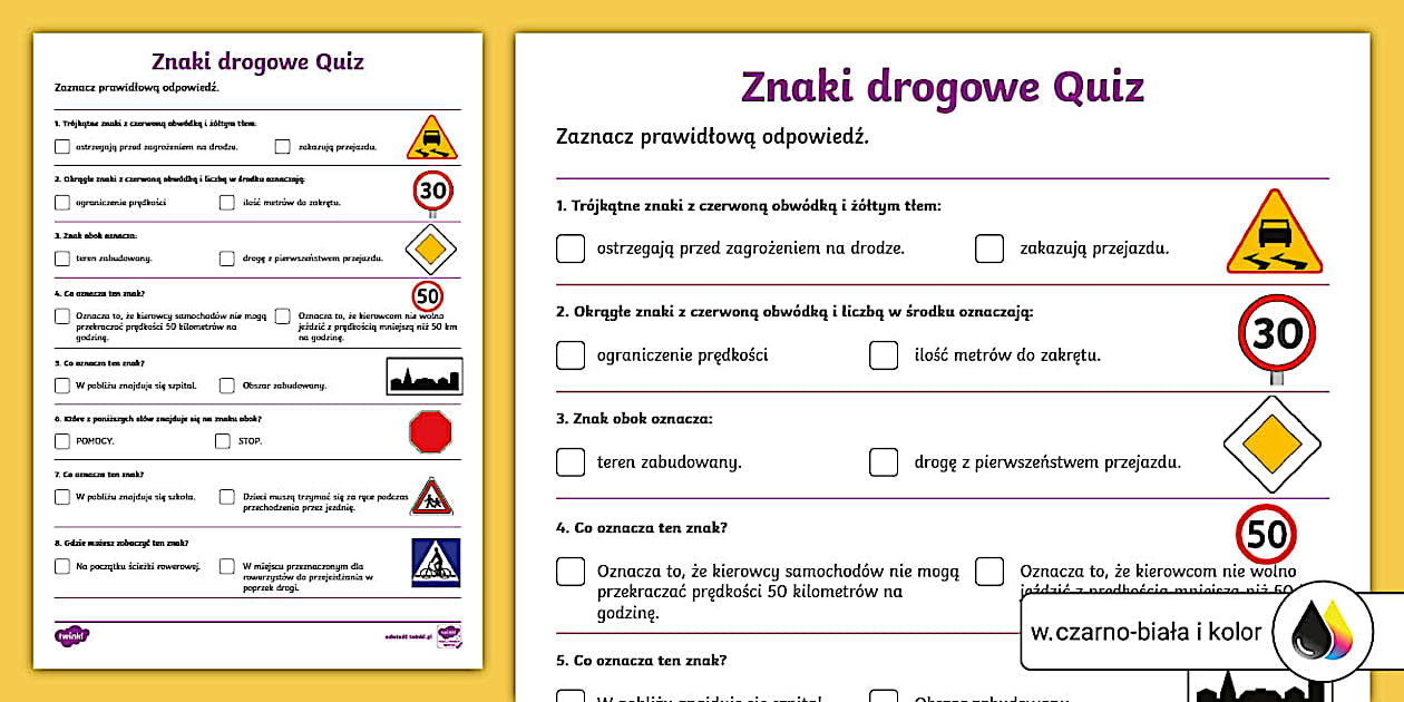 Znaki drogowe | Zgadywanki | Karta pracy (teacher made)