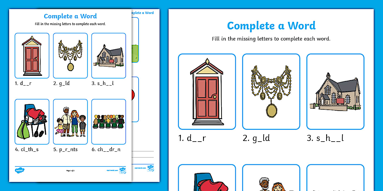 Complete a Word Worksheet (TeacherMade) Twinkl