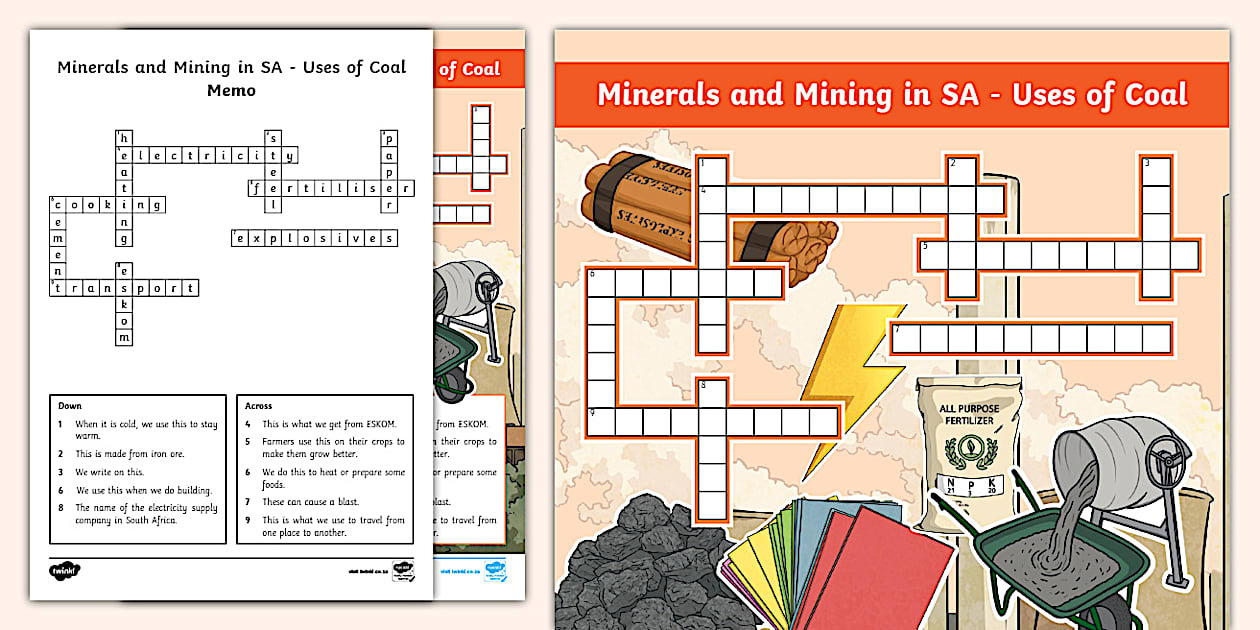 Uses of Coal Crossword (Teacher Made) Twinkl