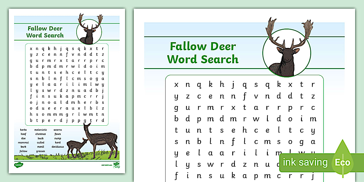 Fallow Deer Wordsearch professor Feito Twinkl