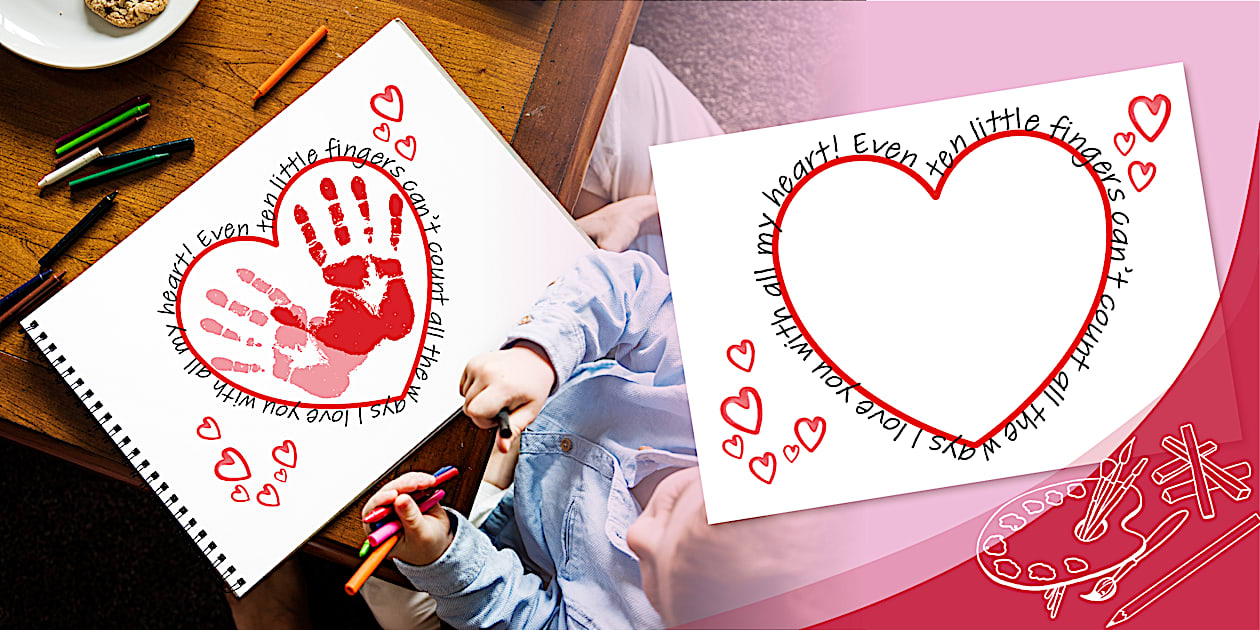 Valentine #39 s Day Heart Handprint Activity Poster